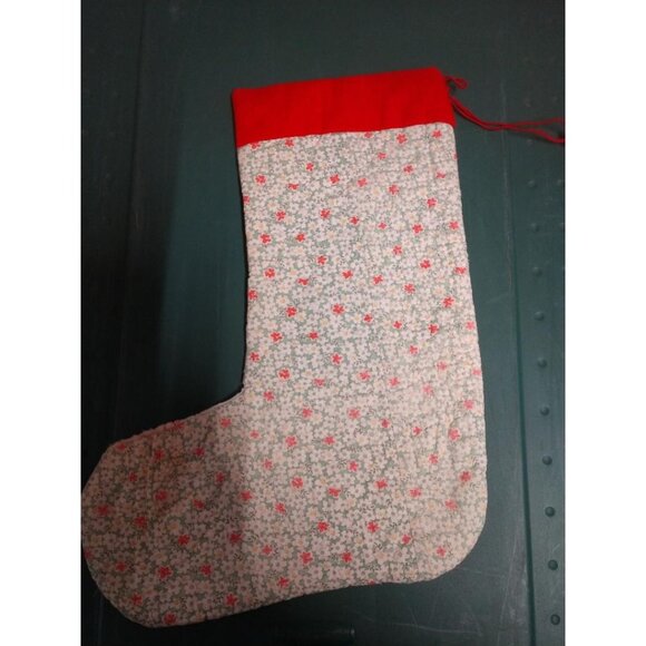 Handmade Quilted Christmas Stocking With Vintage Patchwork Design 14" Tall Red C - Picture 2 of 4